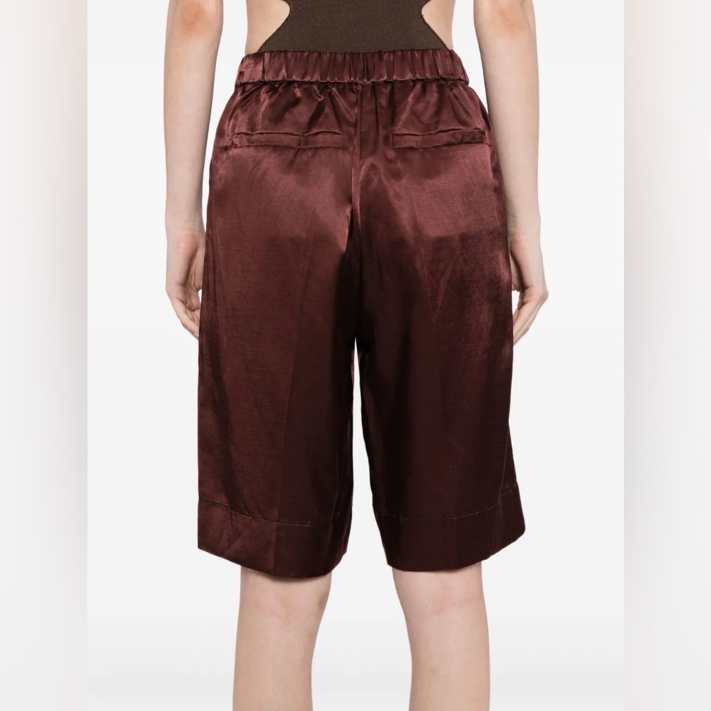 Burgundy Linen Blend shine Pull-On Shorts Relaxed Fit | Day Birger ET Mikkelsen - Picture 2 of 5